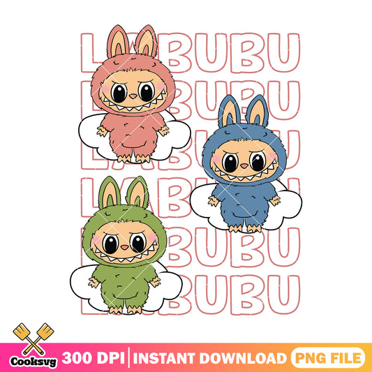 Green labubu and friends design png, labubu colors​ png, popmart labubu png