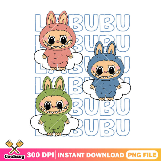 Green labubu and friends png, labubu colors​ png, popmart labubu png