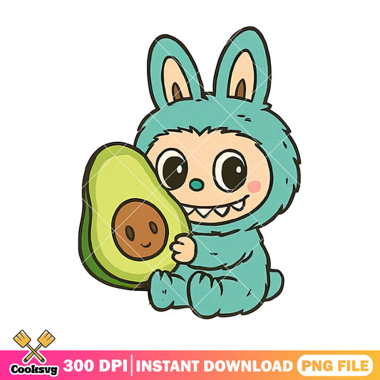Green labubu avocado png, labubu plush png, have a seat labubu​ png