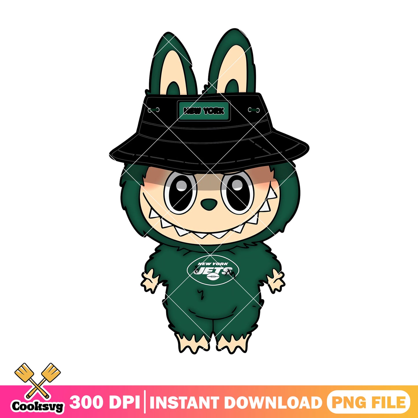 Green labubu monster png, new york jets​ png, labubu plush png