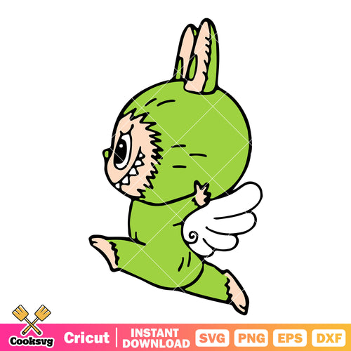 Green labubu with wing svg, green labubu svg, labubu wings svg