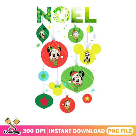 Green noel night png, disney christmas png, mickey and friends png