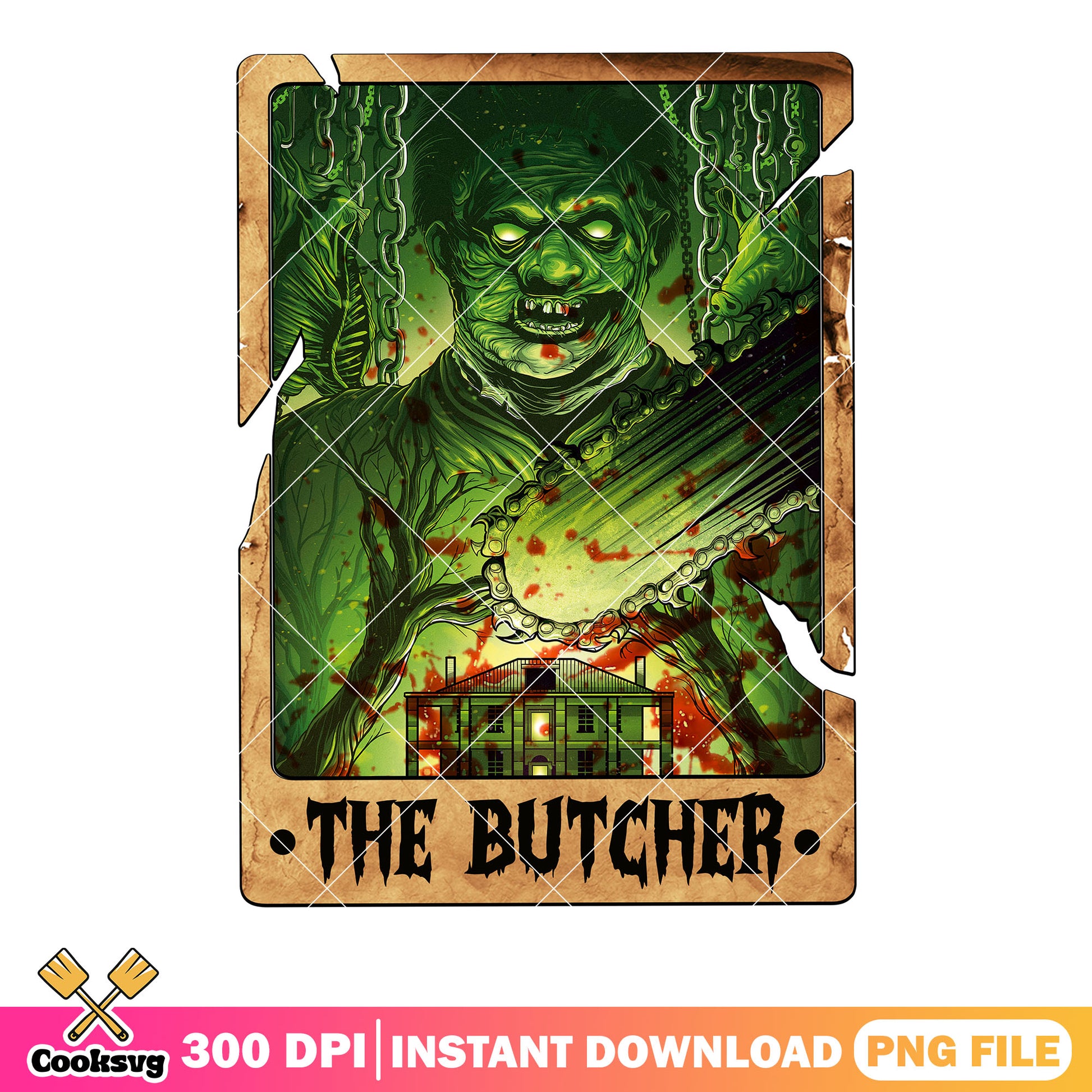 Green spooky the butcher png, leather face png, The Texas Chainsaw Massacre png