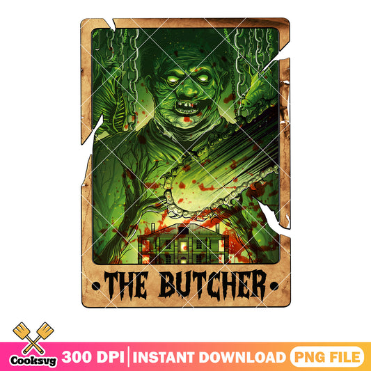 Green spooky the butcher png, leather face png, The Texas Chainsaw Massacre png