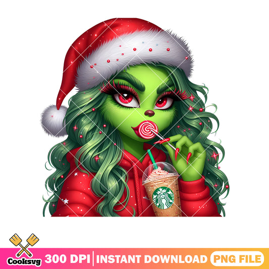 Grinch 3d girl coffee starbucks png