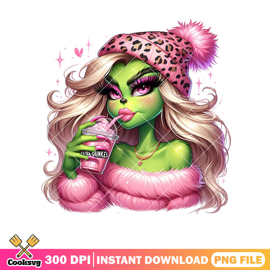 Grinch 3d pink christmas extra png design