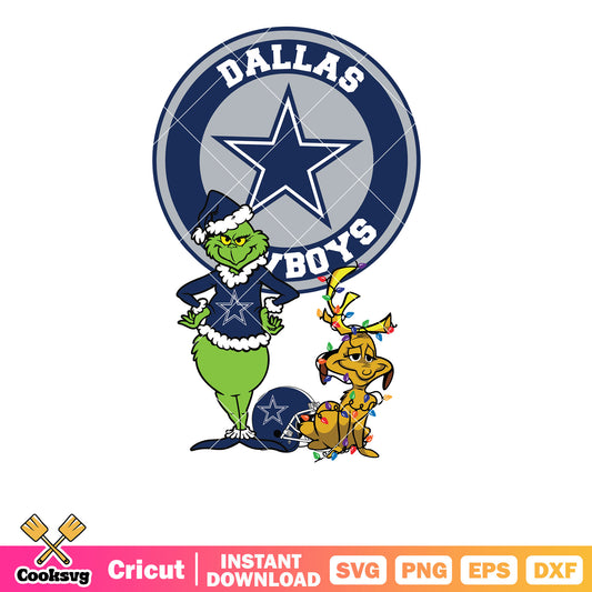 Grinch And Max Dallas Cowboys Svg, grinch and max svg, grinch dallas cowboys svg