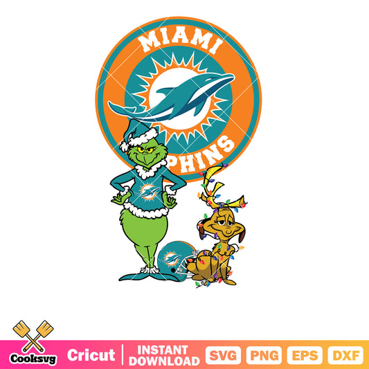 Grinch And Max Miami Dolphins Svg, grinch and max svg, the grinch svg