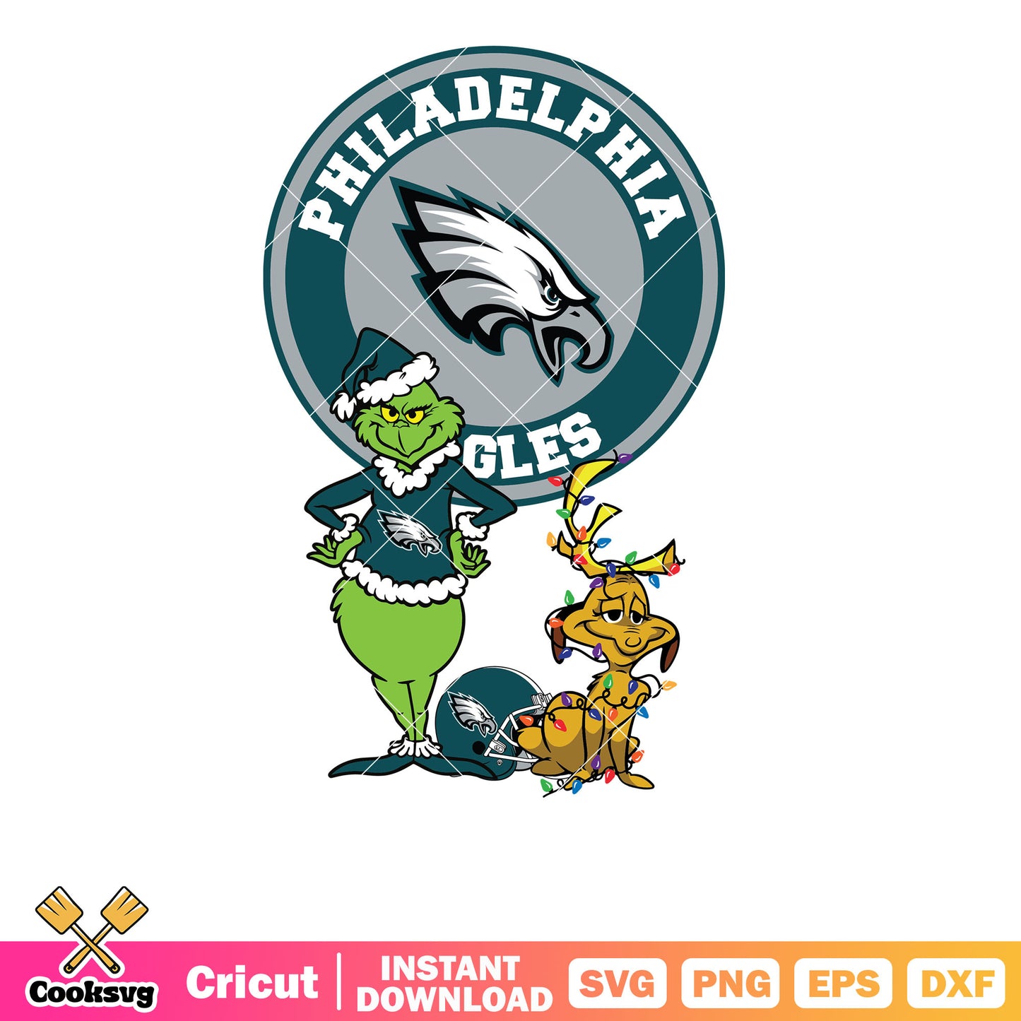 Grinch And Max Philadelphia Eagles Svg, grinch and max svg, philadelphia eagles svg