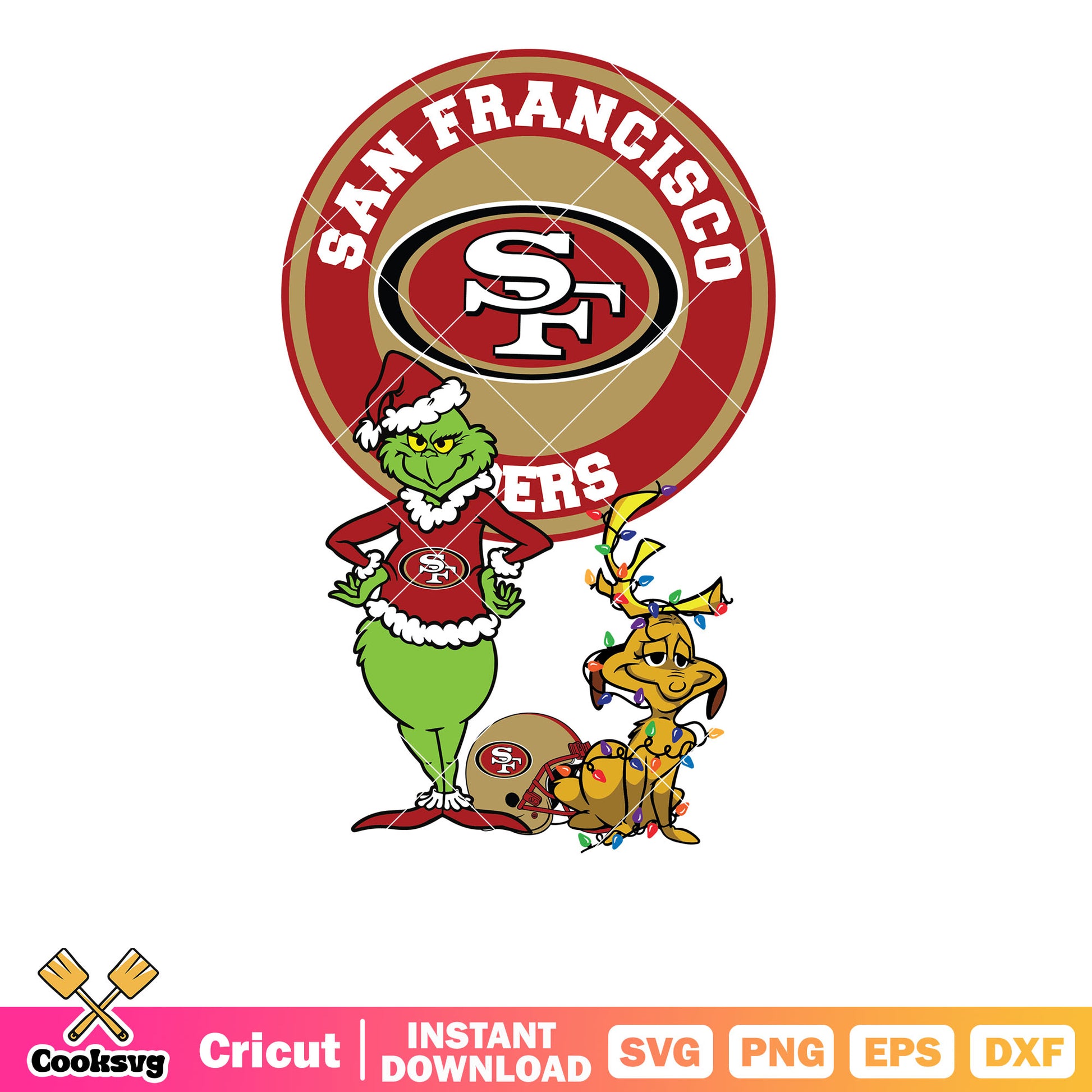 Grinch And Max San Francisco 49ers Svg, the grinch and the dog svg