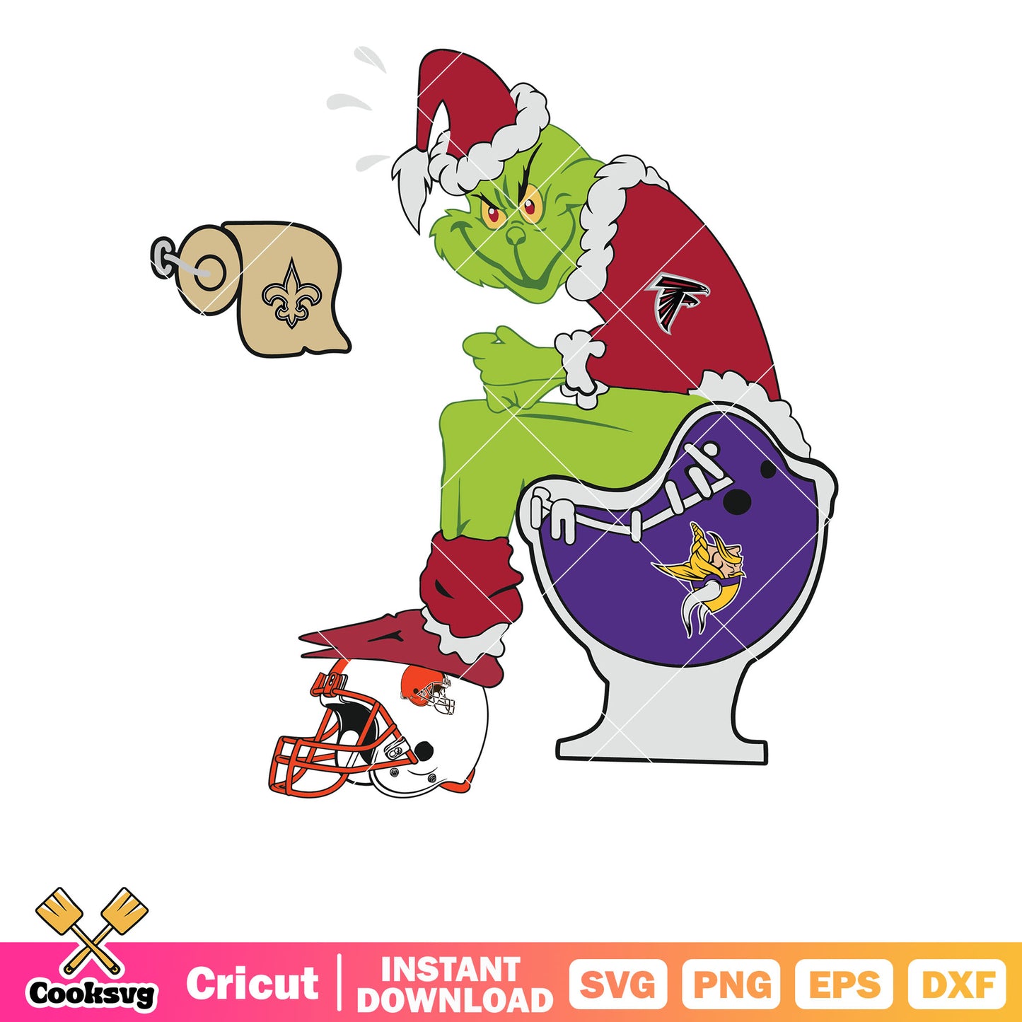 Grinch Atlanta Falcons toilet svg, grinch sitting on toilet svg