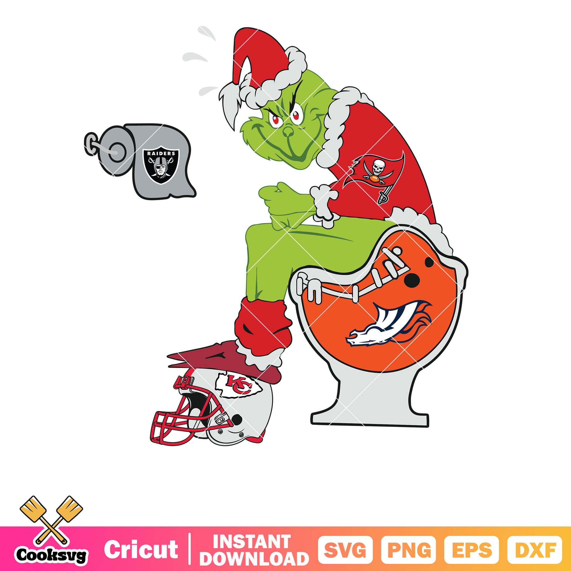 Grinch Buccaneers toilet NFL svg, grinch sitting on toilet svg