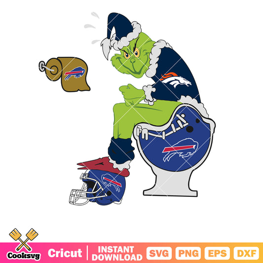 Grinch Buffalo Bills toilet svg, buffalo bills svg, grinch sitting on toilet​ svg