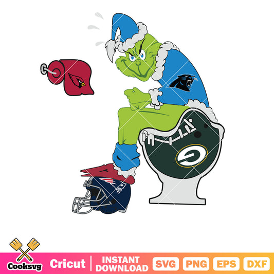 Grinch Carolina Panthers svg nfl, grinch sitting on toilet svg, carolina panthers svg