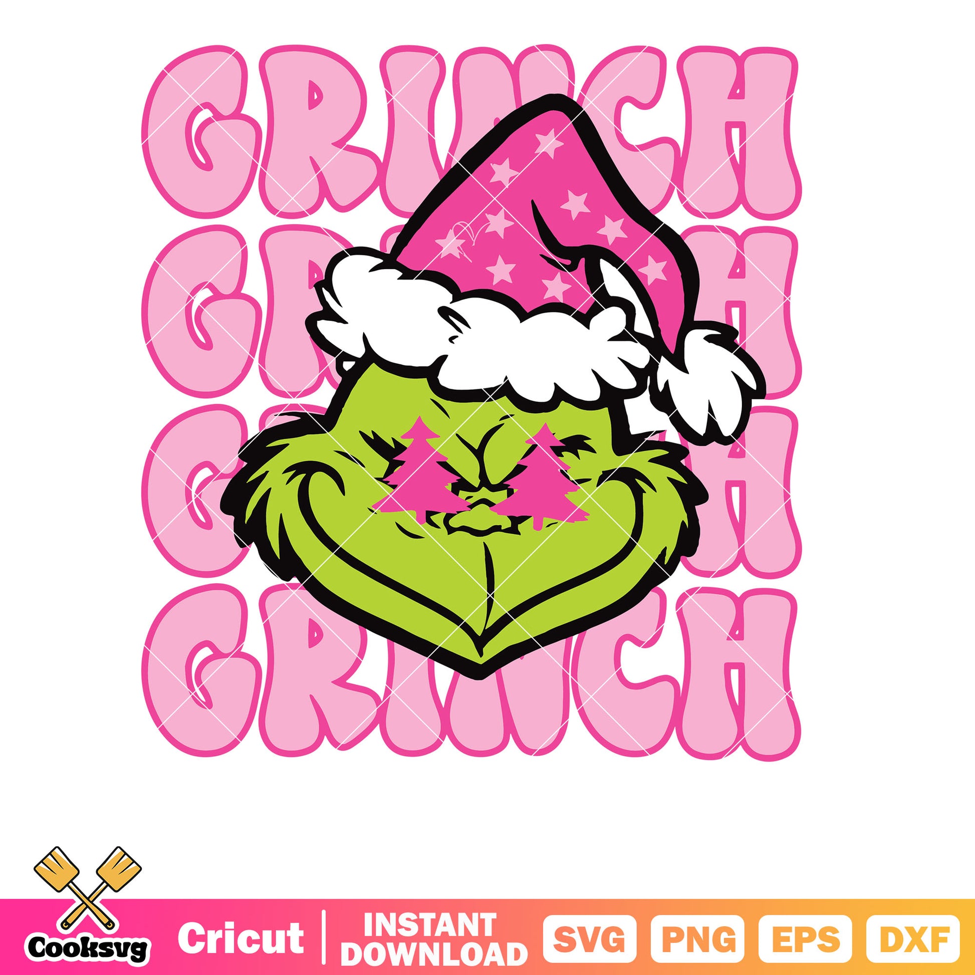 Grinch Face Preppy Retro Pink Christmas svg, pink christmas svg, grinch face svg.