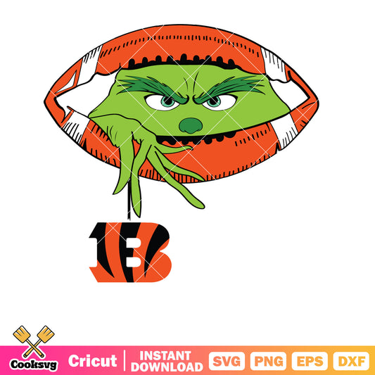 Grinch Hold Cincinnati Bengals Logo Football Svg, cincinnati bengals svg, the grinch svg