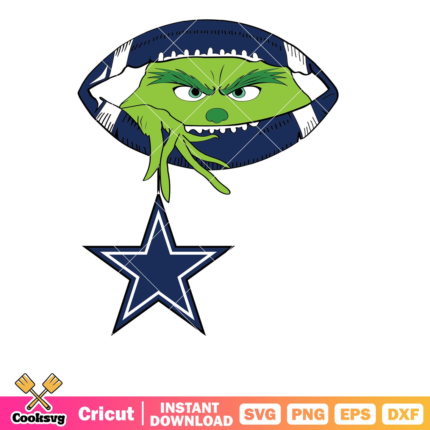 Grinch Hold Dallas Cowboys Logo Football Svg, grinch dallas cowboys svg