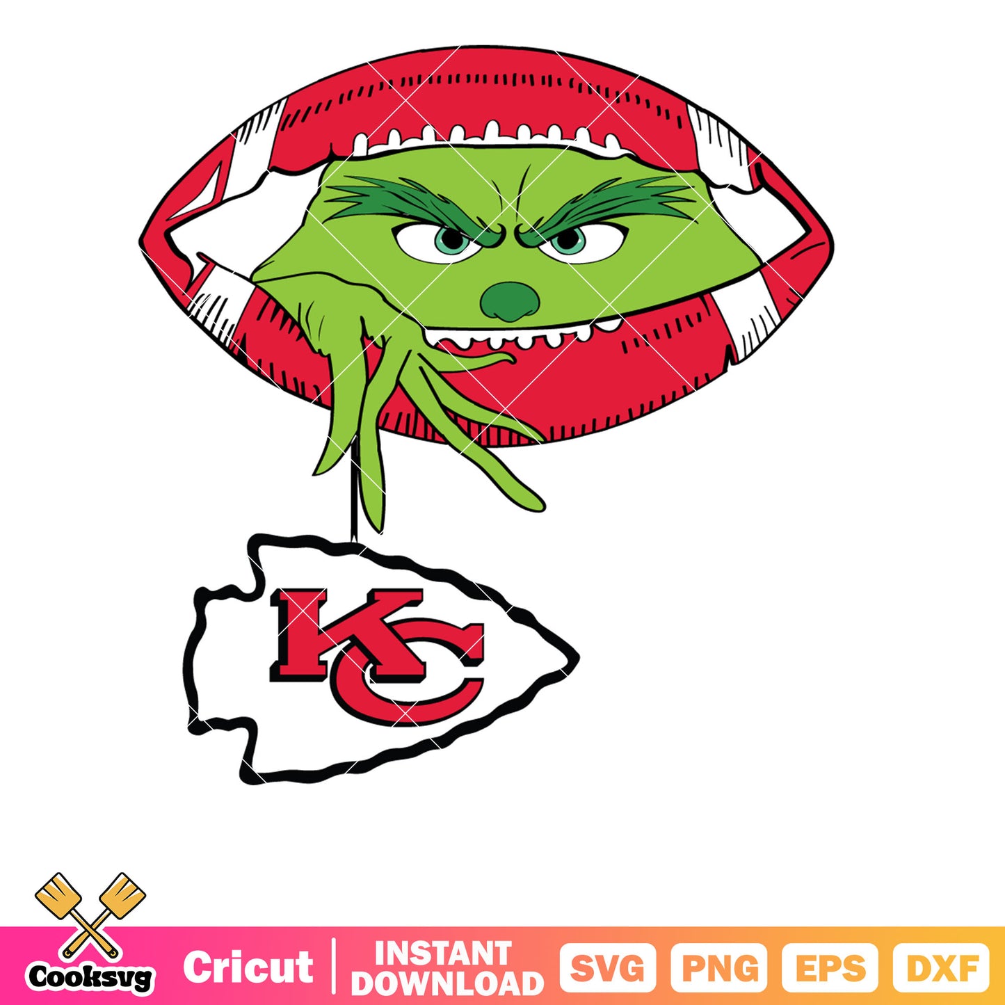 Grinch Hold Kansas City Chiefs Logo Football Svg, nfl football svg, kansas city chiefs svg