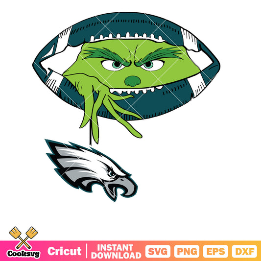 Grinch Hold Philadelphia Eagles Logo Football Svg, Philadelphia eagles logo svg