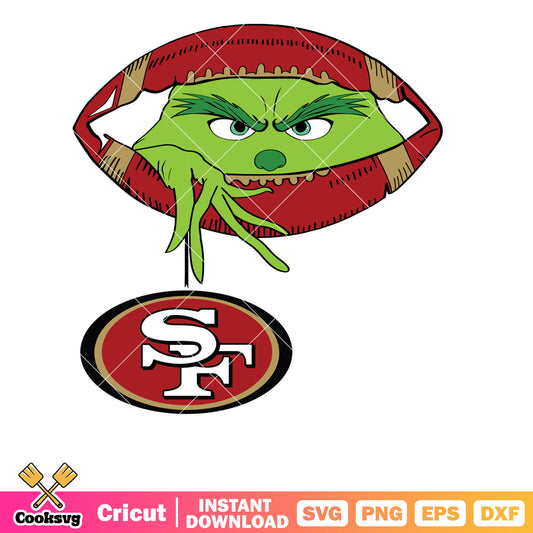 Grinch Hold San Francisco 49ers Logo Football Svg, san francisco 49ers logo svg