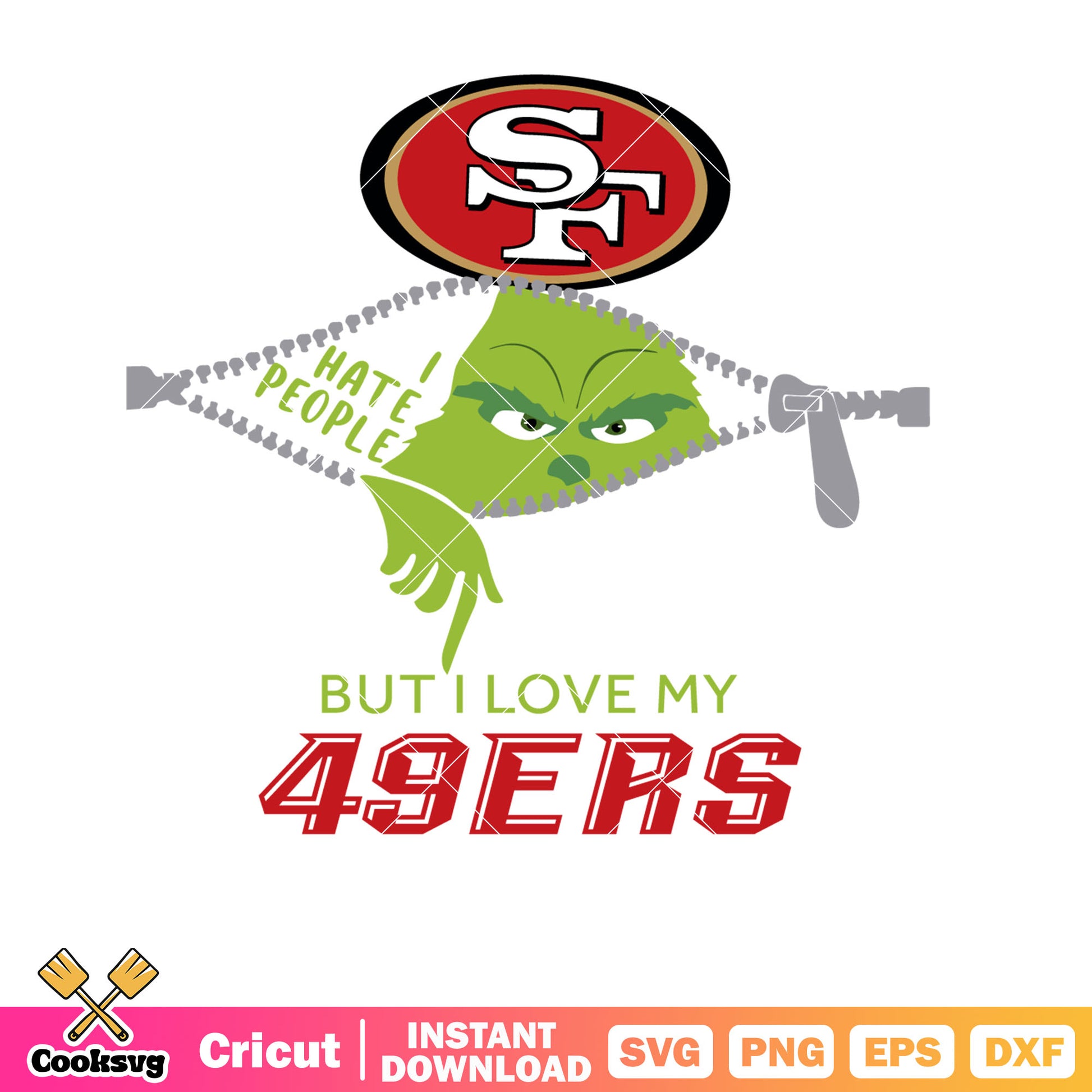 Grinch I Hate People But I Love My 49ers Svg, grinch hate people svg