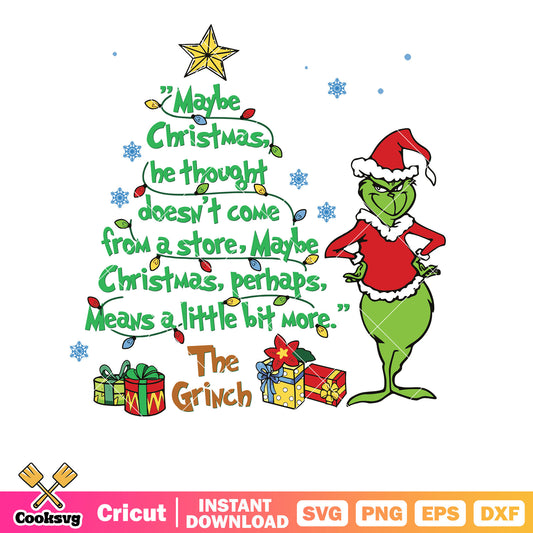 Grinch Means A Little Bit More svg, grinch quotes svg, christmas tree svg