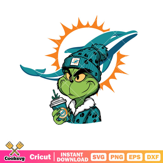 Grinch Miami Dolphins Svg design, miami dolphins logo​ svg, the grinch svg