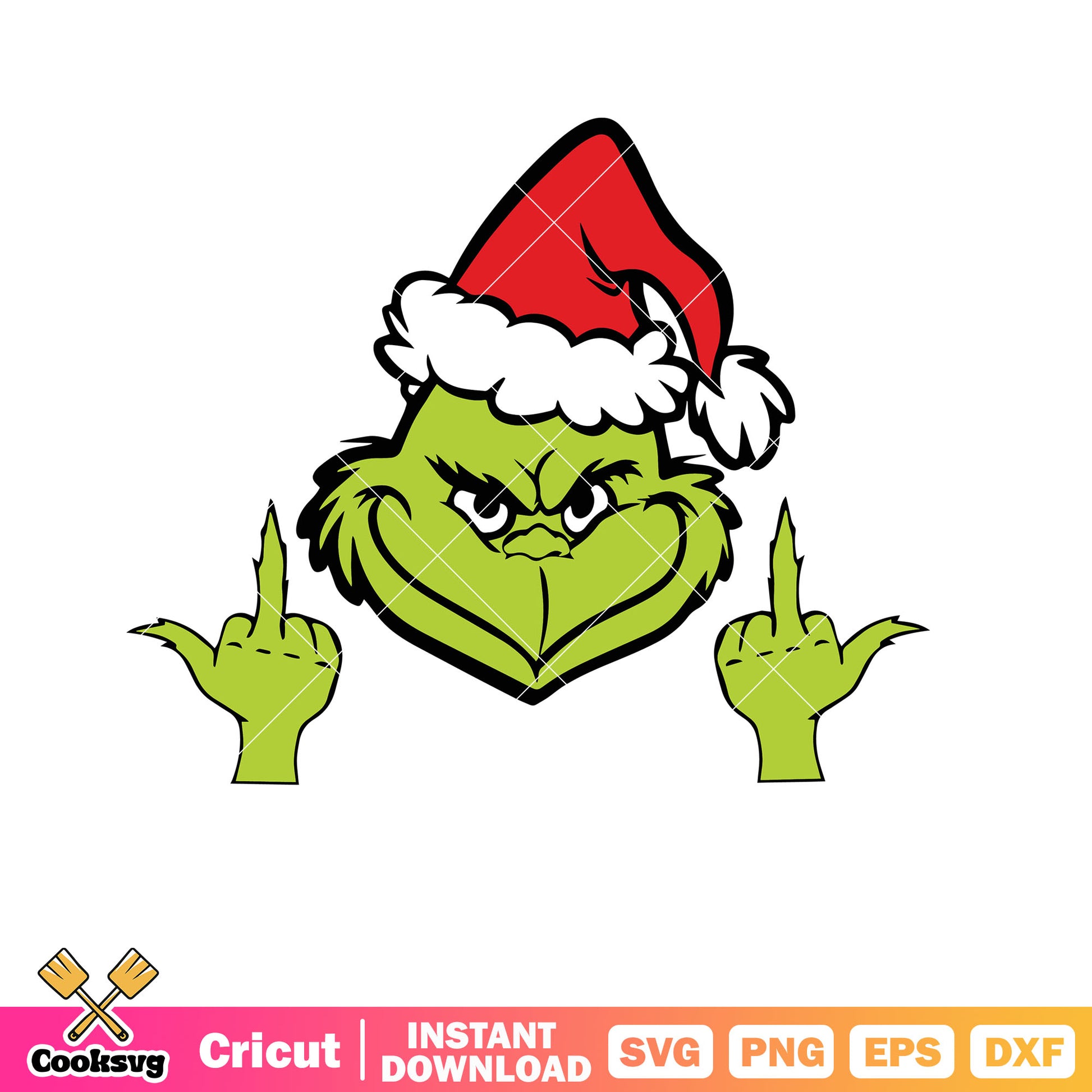 Grinch Middle Finger Funny Grinchmas Santa Claus Svg, grinch middle finger​ svg