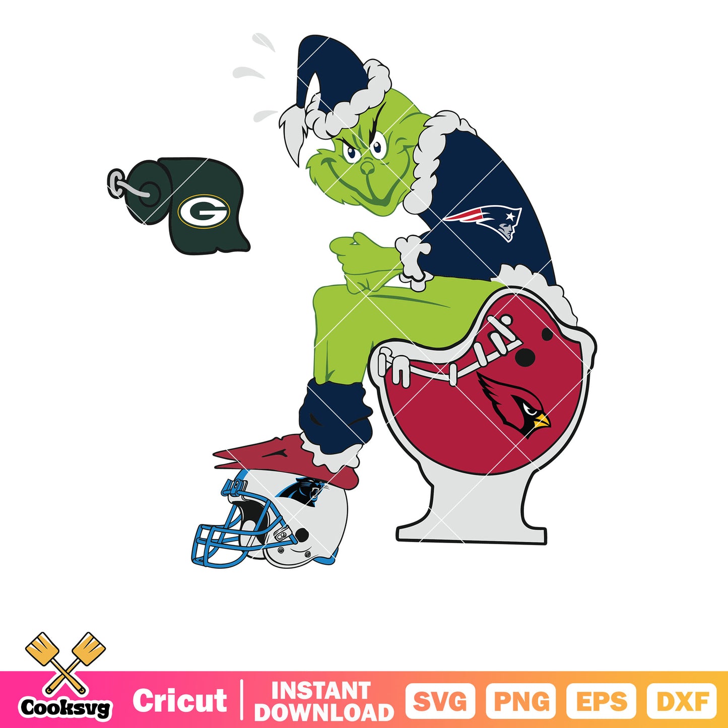 Grinch New England Patriots svg nfl, grinch sitting on toilet svg