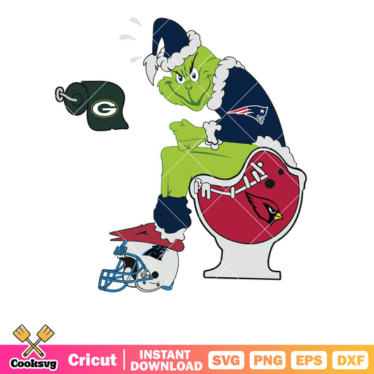 Grinch New England Patriots svg nfl, grinch sitting on toilet svg