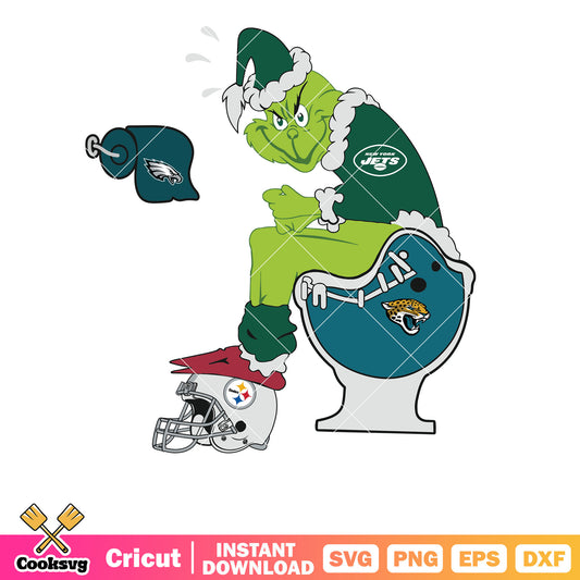 Grinch New York Jets nfl svg, grinch sitting on toilet svg