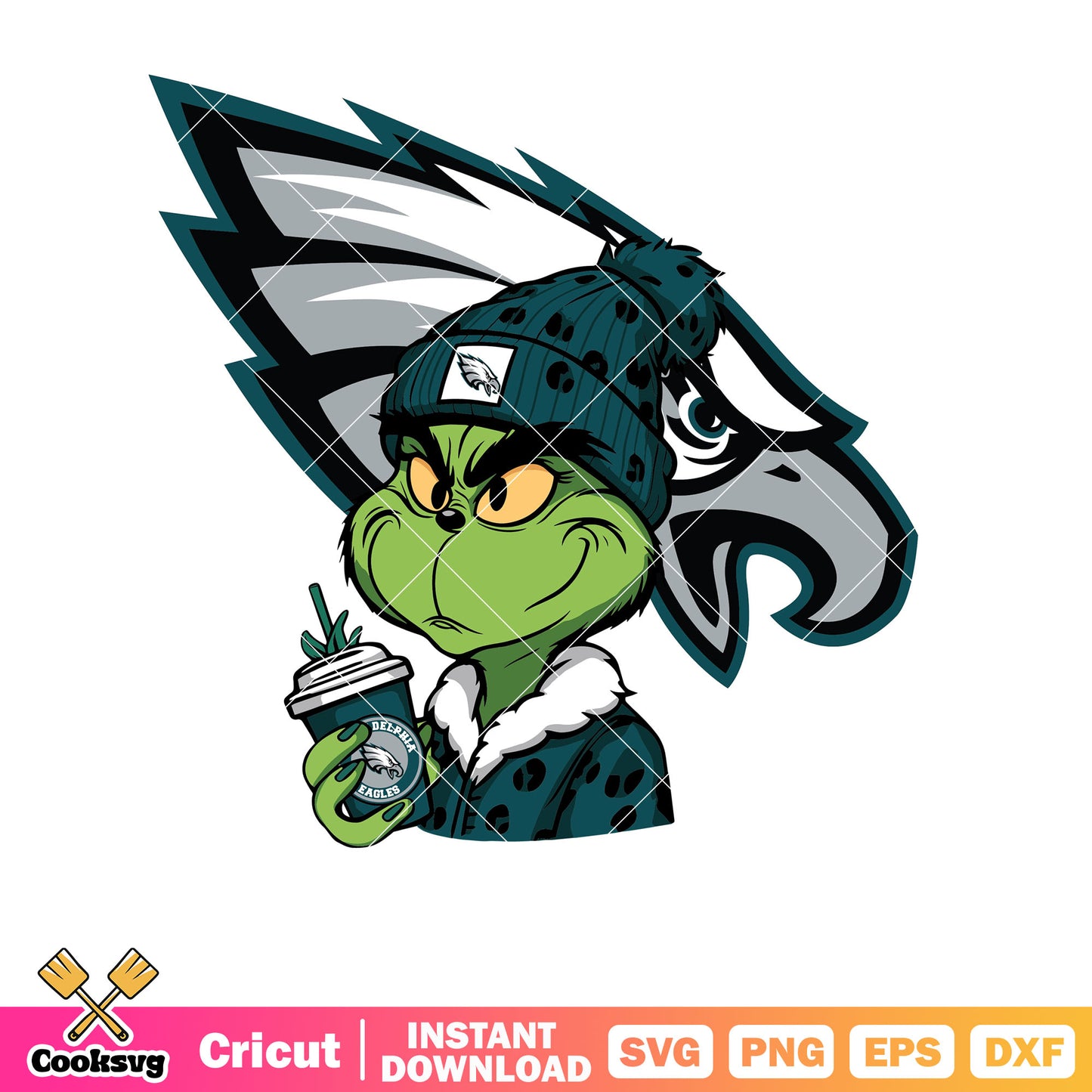 Grinch Philadelphia Eagles Svg Digital download, philadelphia eagles logo svg, grinch coffee svg