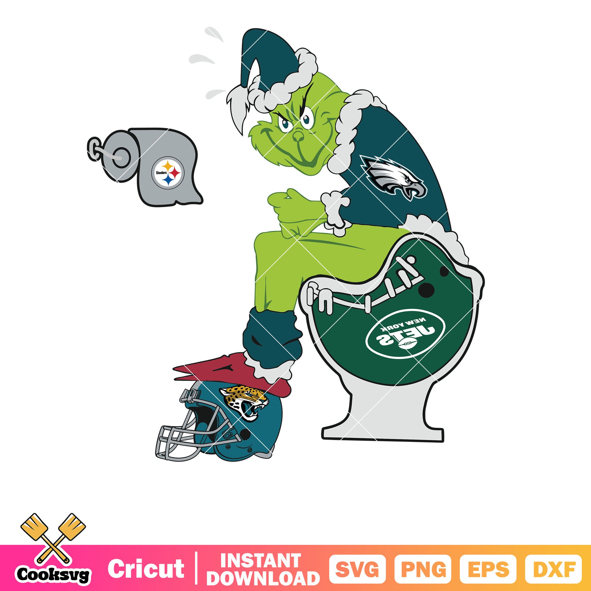 Grinch Philadelphia Eagles svg nfl, grinch sitting on toilet svg