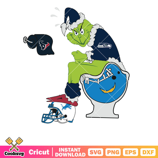 Grinch Seattle Seahawks svg nfl, grinch sitting on toilet svg