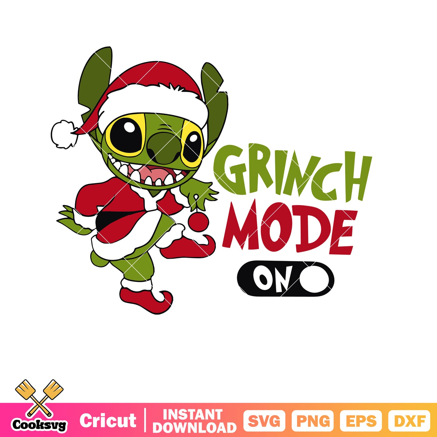 Grinch Stitch Mode On Cosplay Santa Claus svg, grinch mode on svg