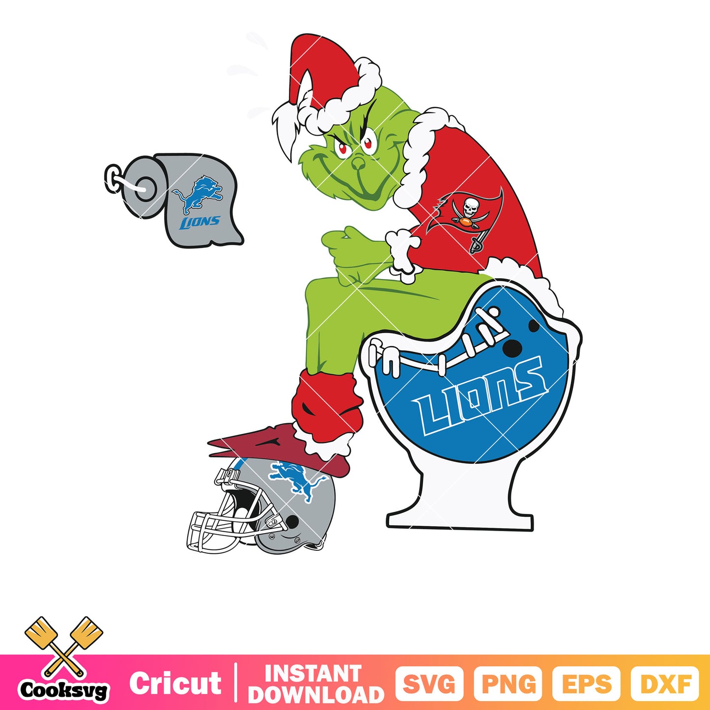 Grinch Tampa Bay Buccaneers And Detroit Lions svg, the grinch svg, grinch sitting on toilet svg