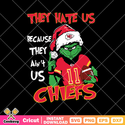 Grinch They Hate Us Because They Aint Us Chiefs Svg, nfl football team logo svg