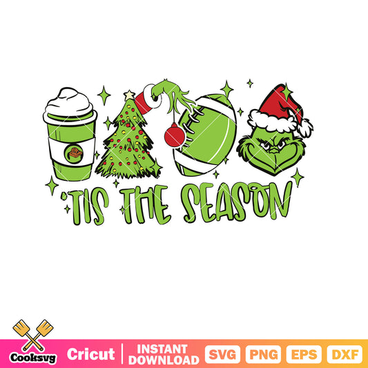 Grinch Tis The Season Football svg, tis the season​ svg, grinch coffee svg