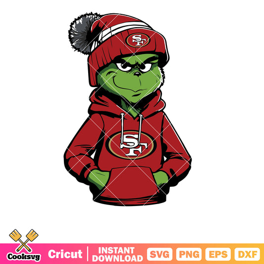 Grinch Wears San Francisco 49ers Clothes Svg, nfl football team svg