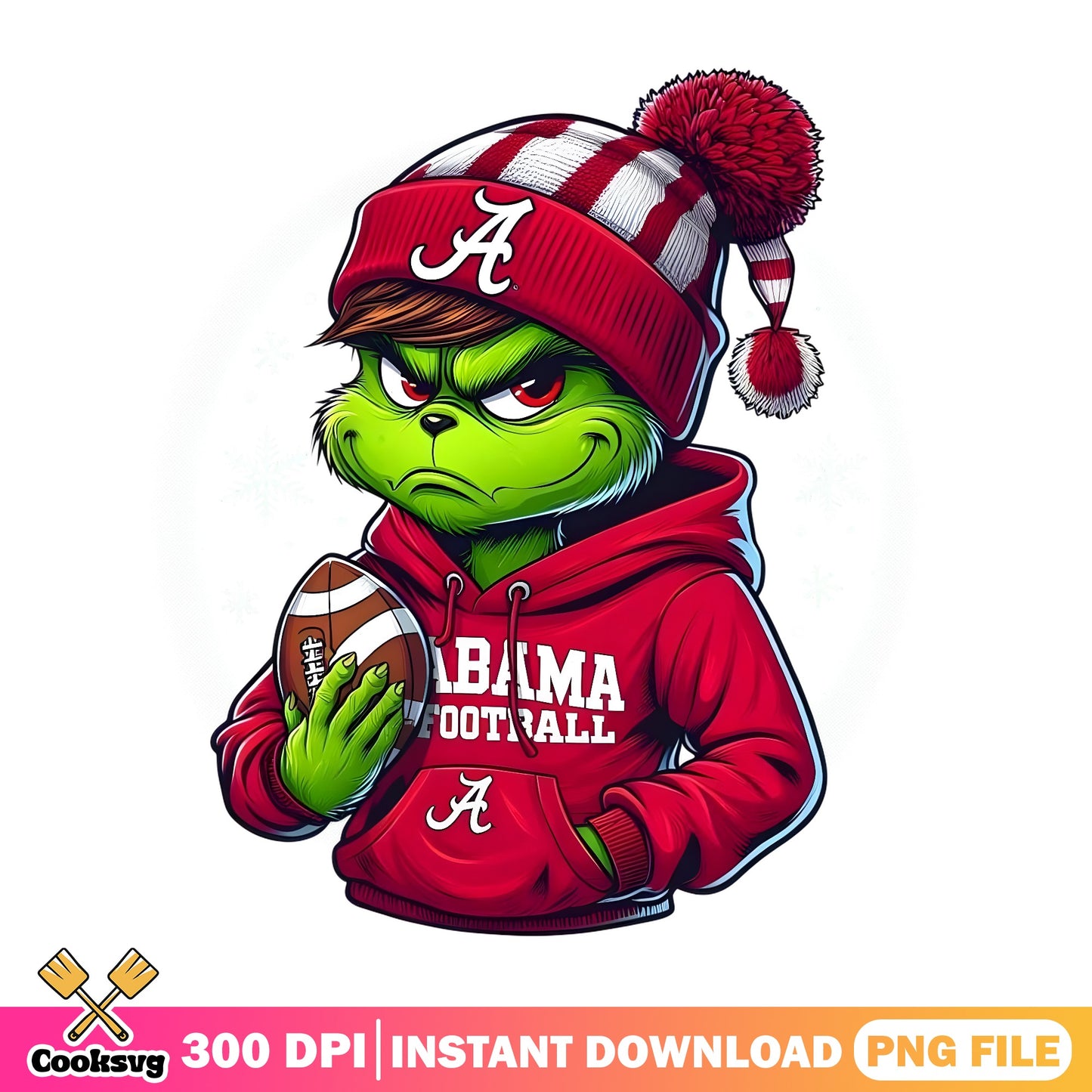 Grinch Alabama Football PNG, Christmas Football PNG, Sublimation PNG