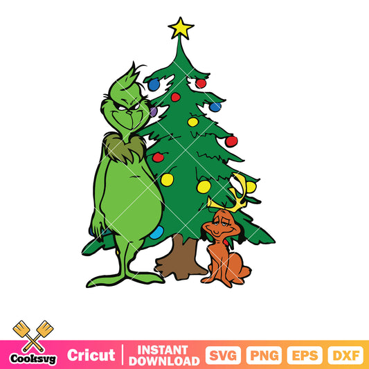 Grinch and Max Christmas Tree svg, christmas tree svg, grinch and max svg