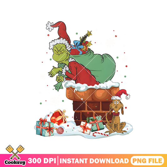 Grinch and dog santa christmas png