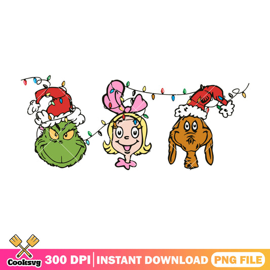 Grinch and friends christmas head png, grinch christmas png, grinch friend png