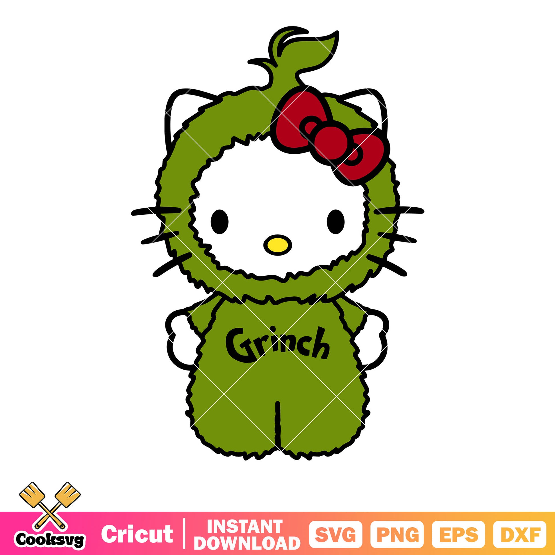 Grinch and hello kitty cartoon svg, hello kitty and grinch svg