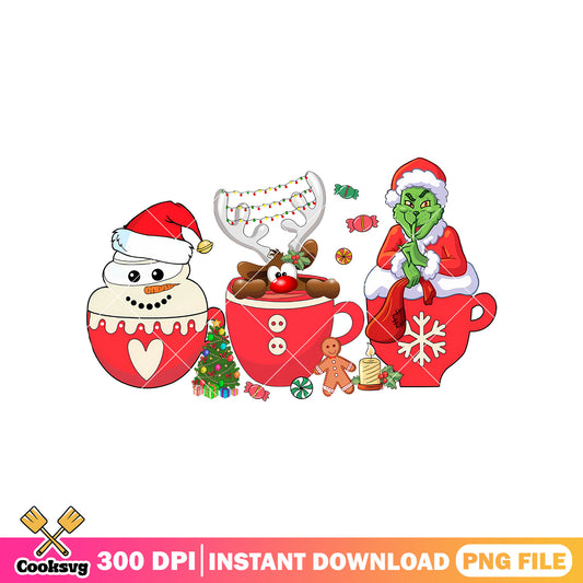Grinch and snow man in winter png