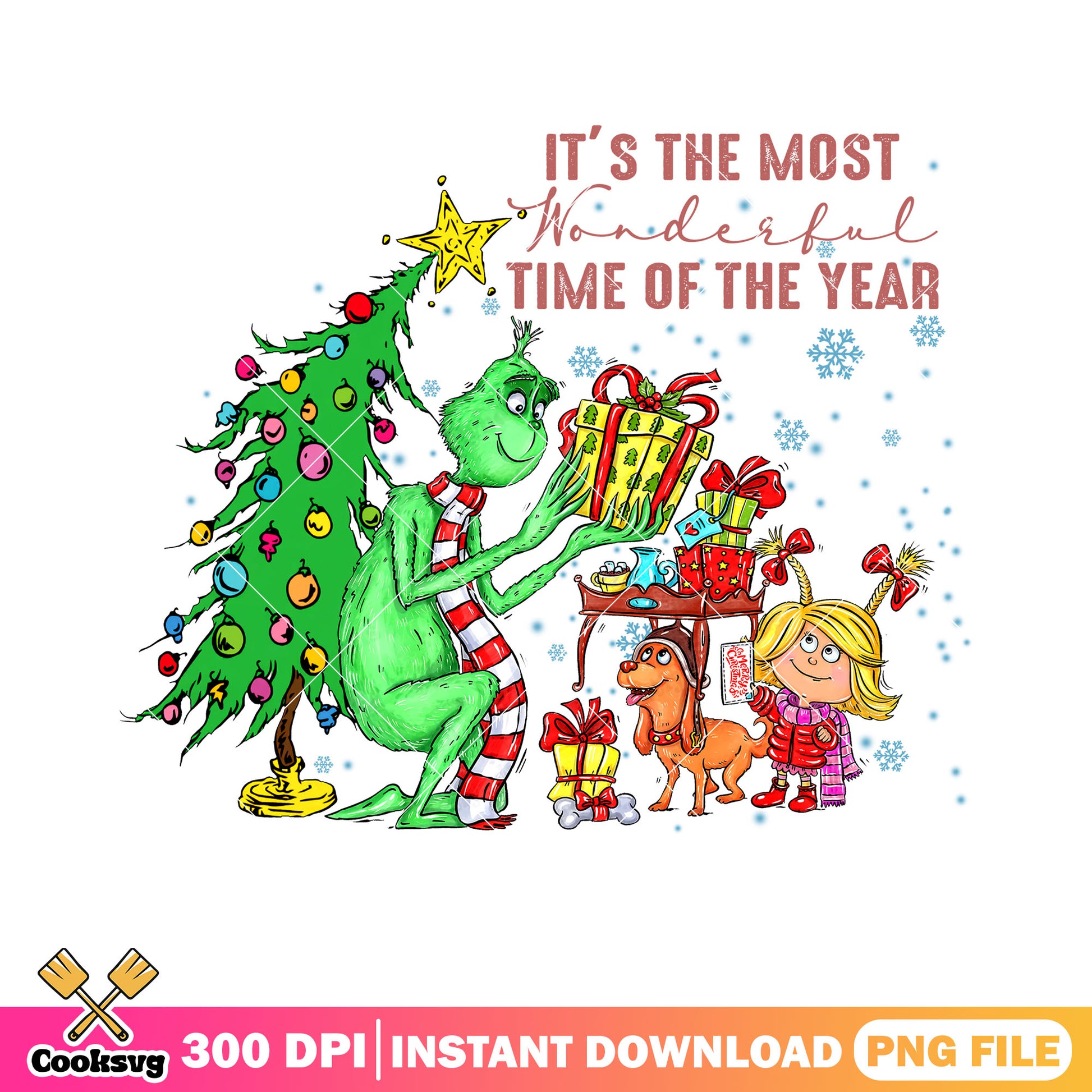 Grinch and the christmas gifts png, the grinch png, max the dog png