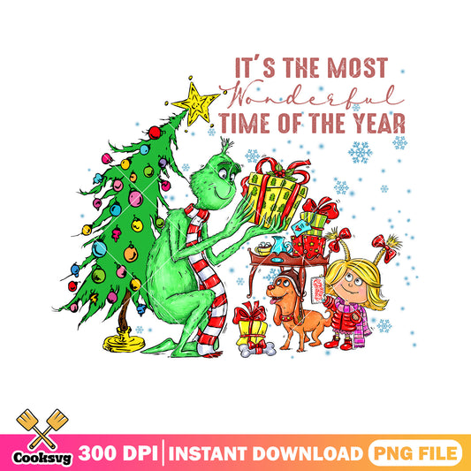 Grinch and the christmas gifts png, the grinch png, max the dog png