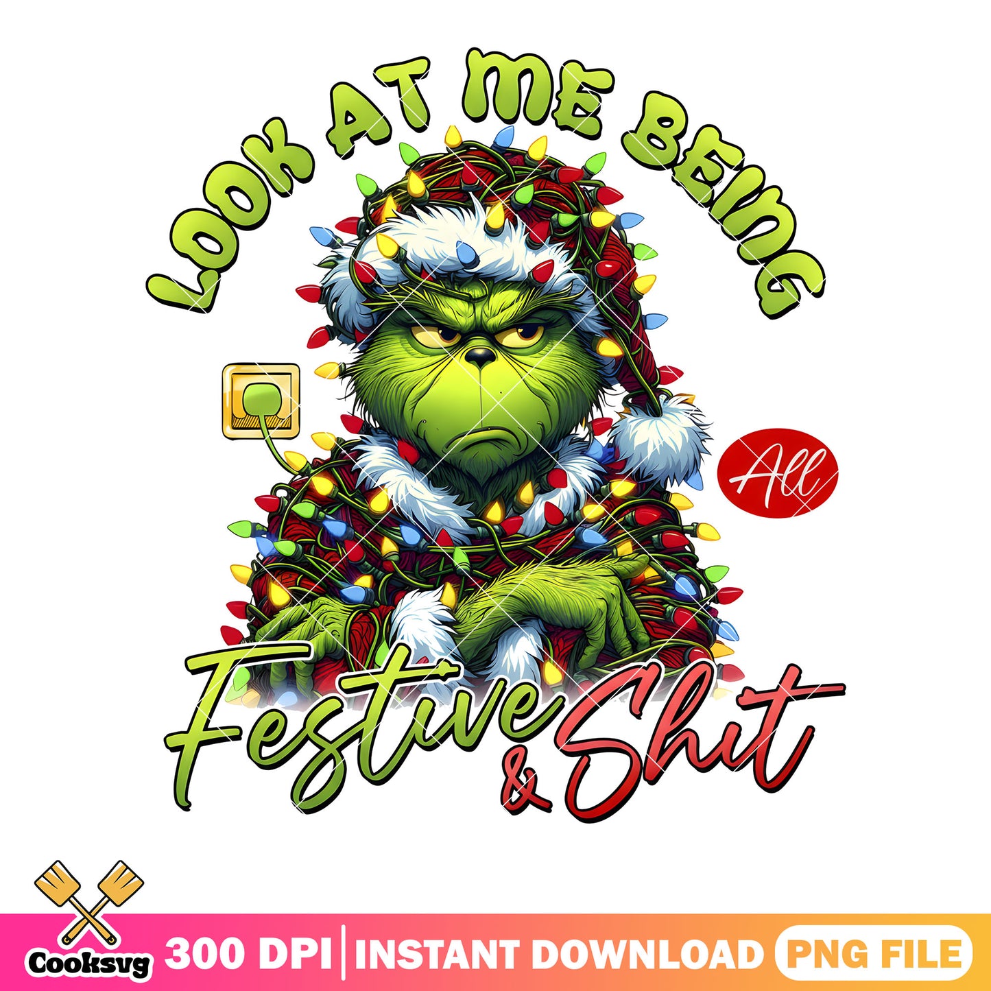 Grinch being sad png, santa claus hat png, sting lights png