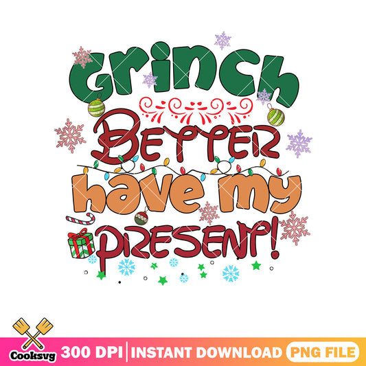 Grinch better have my present text png
