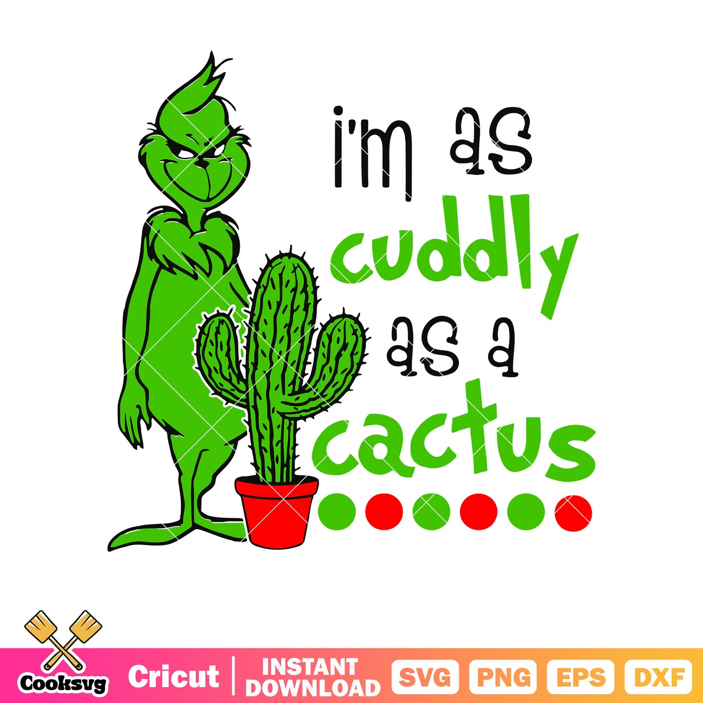 Grinch christmas cactus svg